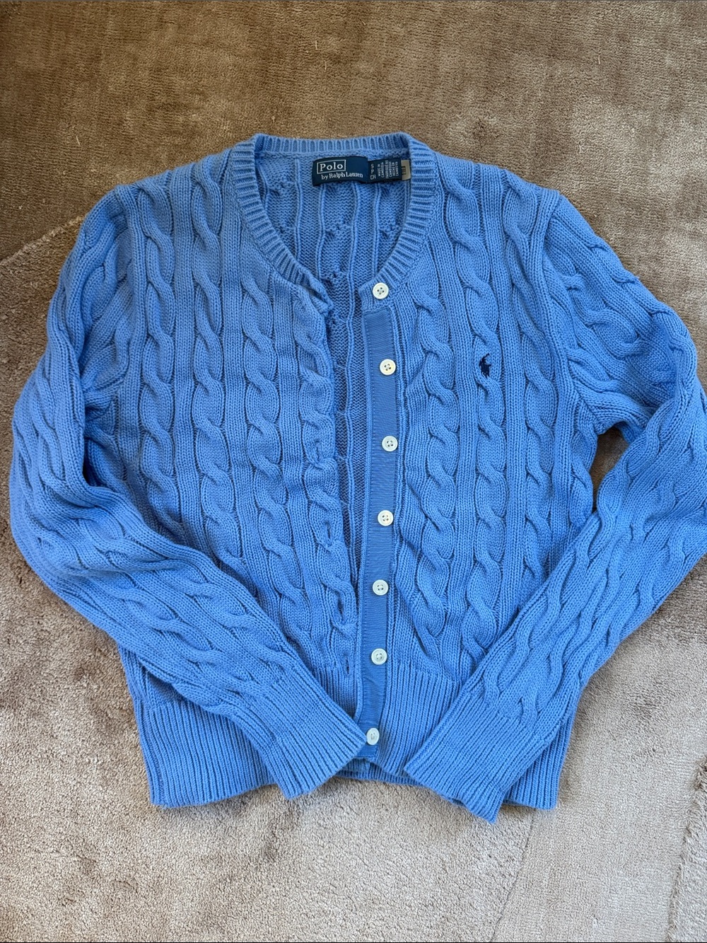 Polo by Ralph Lauren Light Blue Cable Knit Cardigan